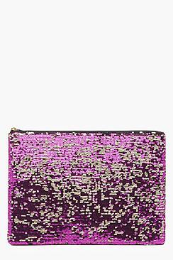 Boohoo Imogen Two Way Sequin Ziptop Clutch Bag