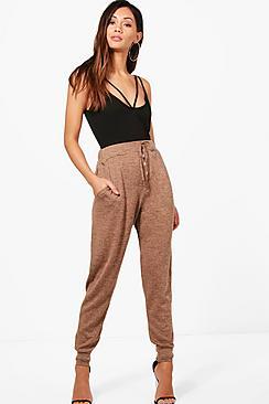 Boohoo Petite Shannon Melange Button Relaxed Jogger