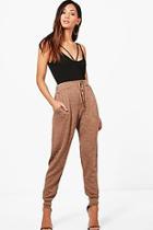 Boohoo Petite Shannon Melange Button Relaxed Jogger