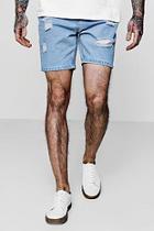 Boohoo Slim Fit Denim Shorts With Taped Waistband