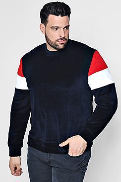 Boohoo Big And Tall Long Sleeve Colour Block Sweat