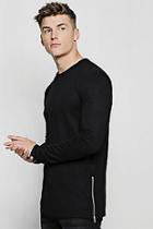 Boohoo Crew Neck Knitted Side Zip Jumper
