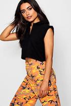 Boohoo Sleeveless Crop Polo Rugby T-shirt
