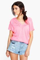 Boohoo Maya V-neck Slouchy T-shirt Coral