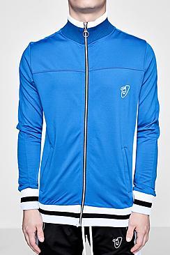 Boohoo Tyga Poly Tricot Track Top With Sports Rib