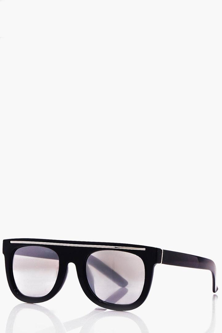 Boohoo Black Thick Frame Aviators Sunglass Black