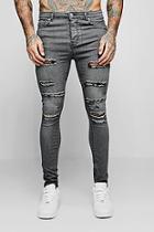 Boohoo Spray On Skinny Jeans With All Over Rips