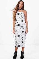 Boohoo Niamh Cosmic Festival Halter Midi Dress