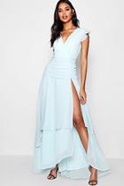 Boohoo Ruffle And Ruched Detail Maxi Dress