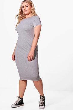 Boohoo Plus Cap Sleeve Midi Dress
