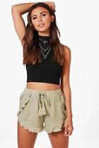 Boohoo Petite Laura Tassle Trim Shorts