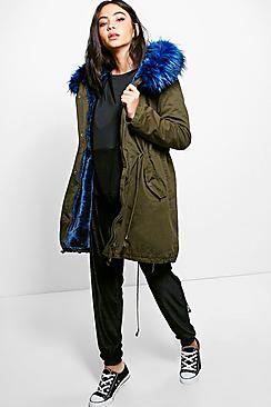 Boohoo Hannah Faux Fur Parka