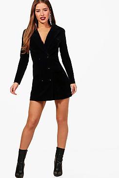 Boohoo Petite Vanessa Velvet Blazer Dress