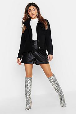 Boohoo Belted Wool Look Utility Jacket