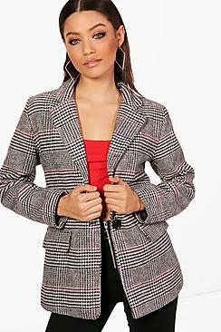 Boohoo Nicole Check Wool Look Blazer