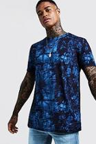 Boohoo Longline Navy Tie Dye T-shirt
