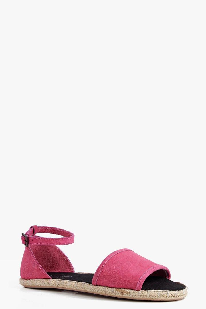 Boohoo Boutique Amy 2 Part Peeptoe Suede Espadrille Cerise