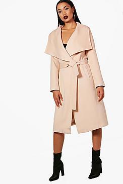 Boohoo Madeleine Maxi Belted Waterfall Coat