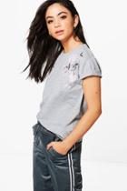 Boohoo Victoria Premium Embroidered Supersoft T-shirt Grey