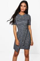 Boohoo Lois Marl Belted Dress Black
