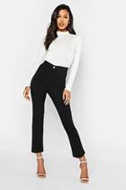 Boohoo Woven Tapered Contrast Button Trousers