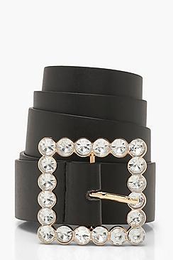 Boohoo Square Diamante Oversized Belt