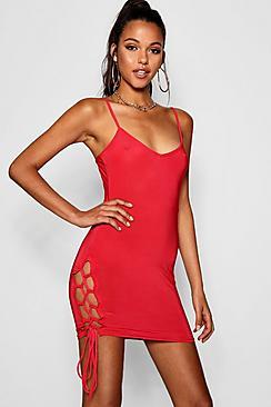 Boohoo Tall Lace Up Side Detail Bodycon Dress