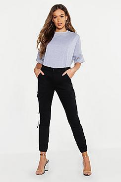 Boohoo Denim Cargo High Waist Trouser