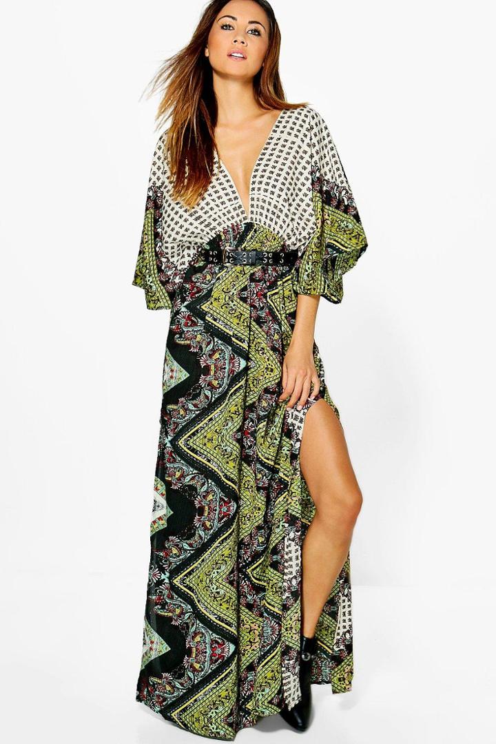 Boohoo Jayne Kimono Maxi Dress Multi