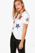 Boohoo Abi Multi Star Sequin T-shirt