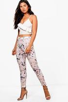 Boohoo Aimee Pastel Floral Skinny Stretch Trousers