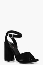 Boohoo Louise Knotted Front Flare Block Heels