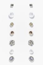 Boohoo Louise Diamante & Pearl Stud Earring Set Gold