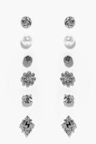 Boohoo Nina Diamante Stud Earring Set Silver
