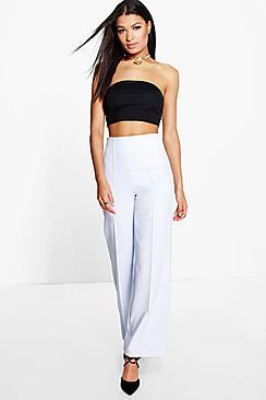 Boohoo Isabel High Waisted Pin Tuck Kick Flare Trousers