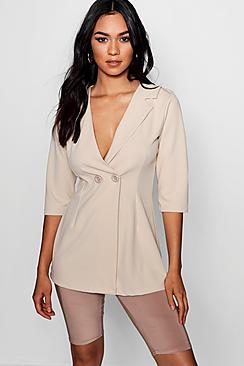Boohoo Longer Line Collar Detail Blazer