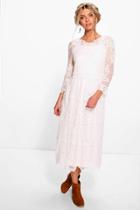 Boohoo Arianne Embroidered Lace Midaxi Dress Ivory