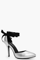Boohoo Zoe Ribbon Tie Pointed Court Heels