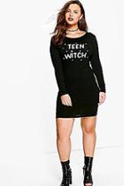 Boohoo Plus Charl Teen Witch Halloween Bodycon Dress