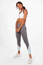 Boohoo Rosie Fit Mesh Insert Capri Running Leggings Blue