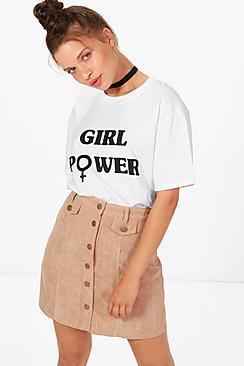 Boohoo Brooklyn Button Front Chunky Cord Mini Skirt