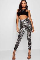 Boohoo Cara Leopard Print Crepe Legging