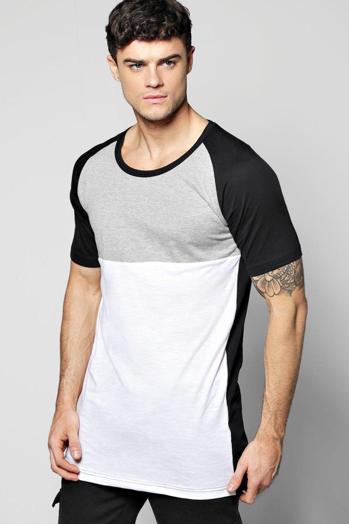 Boohoo Long Line Scoop Hem Cut And Sew T-shirt Black