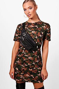 Boohoo Allie Camo Oversized T-shirt Dress
