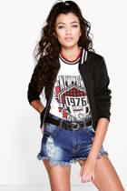 Boohoo Sofia Crop Bomber Black