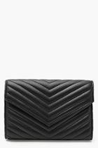 Boohoo Chevron Quilt Clutch With Chain