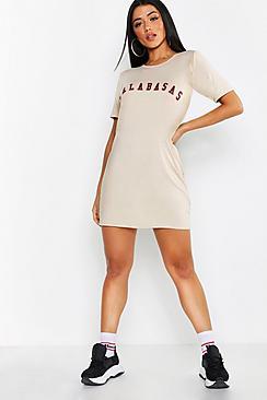 Boohoo Calabasas Slogan T-shirt Dress