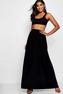 Boohoo Basic Slinky Floor Sweeping Maxi Skirt