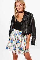 Boohoo Kayla Floral Box Pleat Skater Skirt