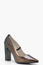 Boohoo Martha Perspex Block Heel Courts